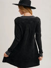 V-Neck Waffle Knit Mini Dress