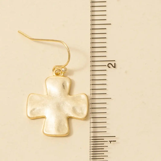 Vintage Gold Dipped Cross Dangle Earrings