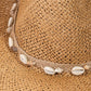 Western Straw Weave Cowrie Shell Rope Strap Cowboy Hat
