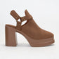 Platform Harness Strap Open Heel Booties