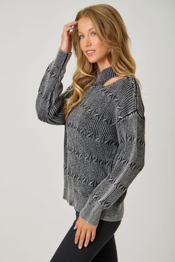 Cutout Mock Neck Sweater Top