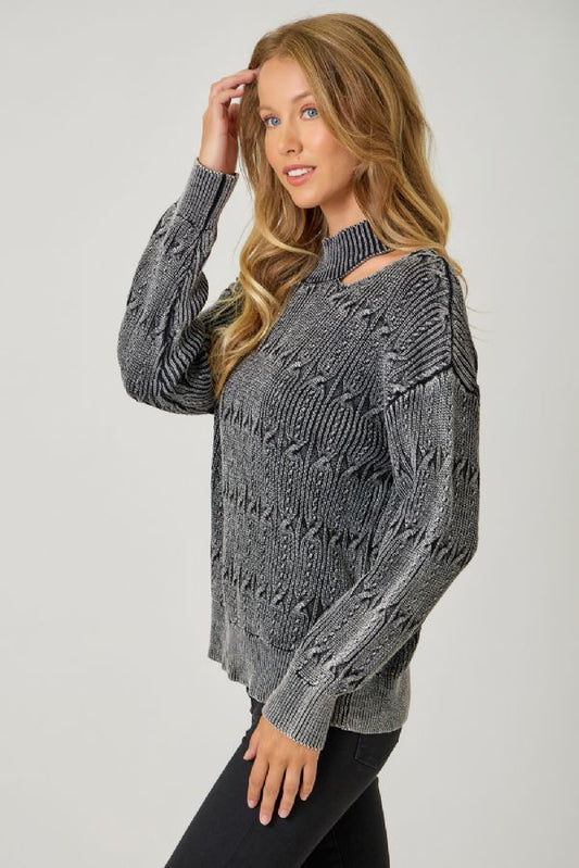 Cutout Mock Neck Sweater Top