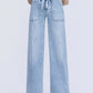 High Rise Drawstring Waistband Wide Leg Jeans