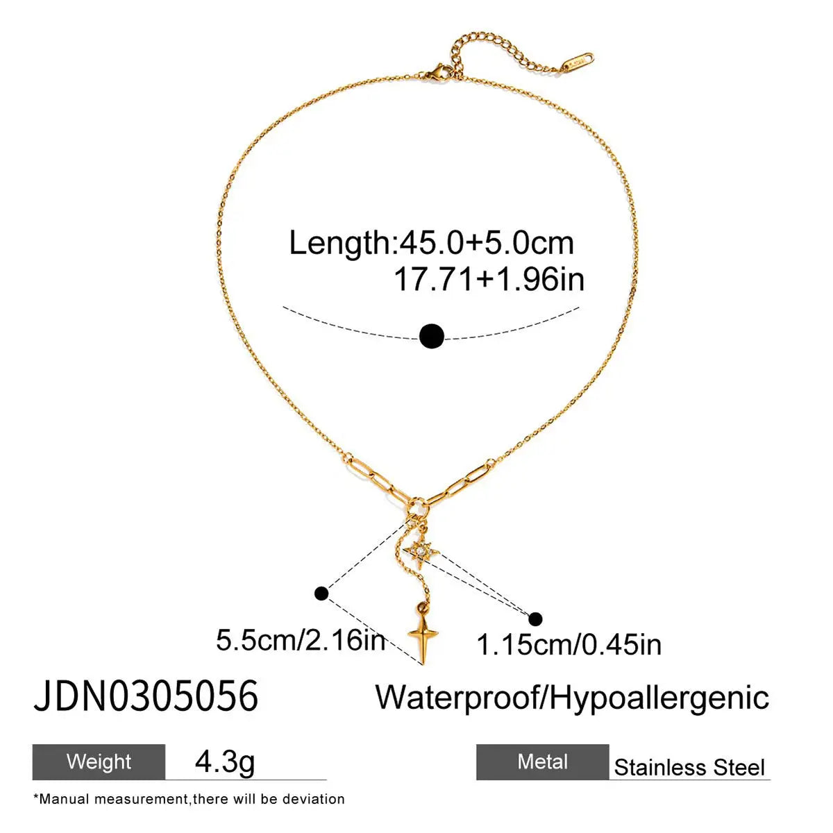 Chic Gold Plated Stainless Steel Star Necklace
