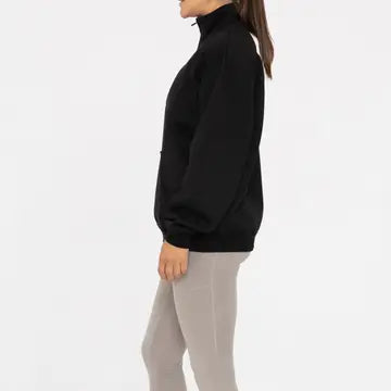 Cotton Blend Fleece Mock Neck Pullover Sweater