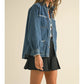 Stitch Detail Ruffled Denim Jacket