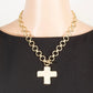 Hammered Flat Cross Pendant Toggle Chain Necklace
