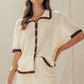 Contrast Trim Crochet Knit Two-Piece Set