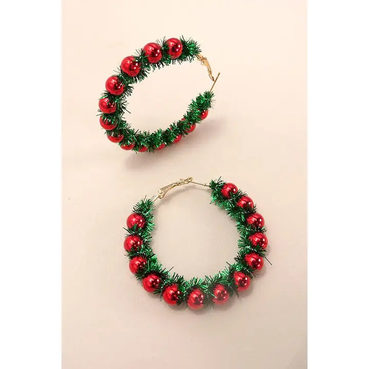 Christmas Wreath Holiday Hoop Earrings