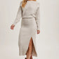 One Shoulder Off Side Slit Midi Knit Sweater Dress