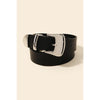 Rhinestone Trim Buckle Vegan Leather Belt
