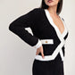 Fuzzy Sweater Cardigan with Contrast Edge Detail