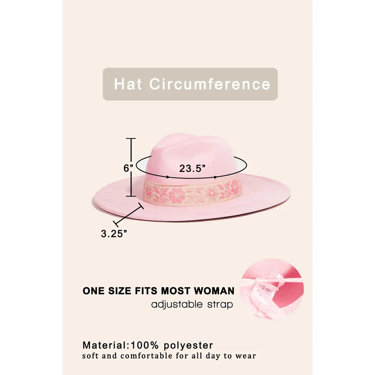 Flower Ribbon Bow Fedora Hat