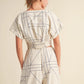 Multi Grid Pattern Knit Front Top