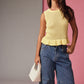 Sleeveless Open Knit Peplum Top