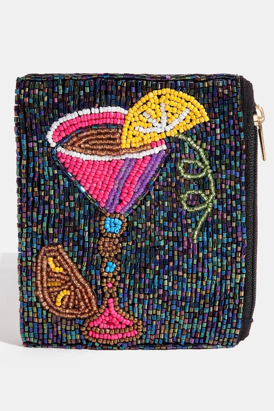 Seed Beaded Martini Coin Purse
