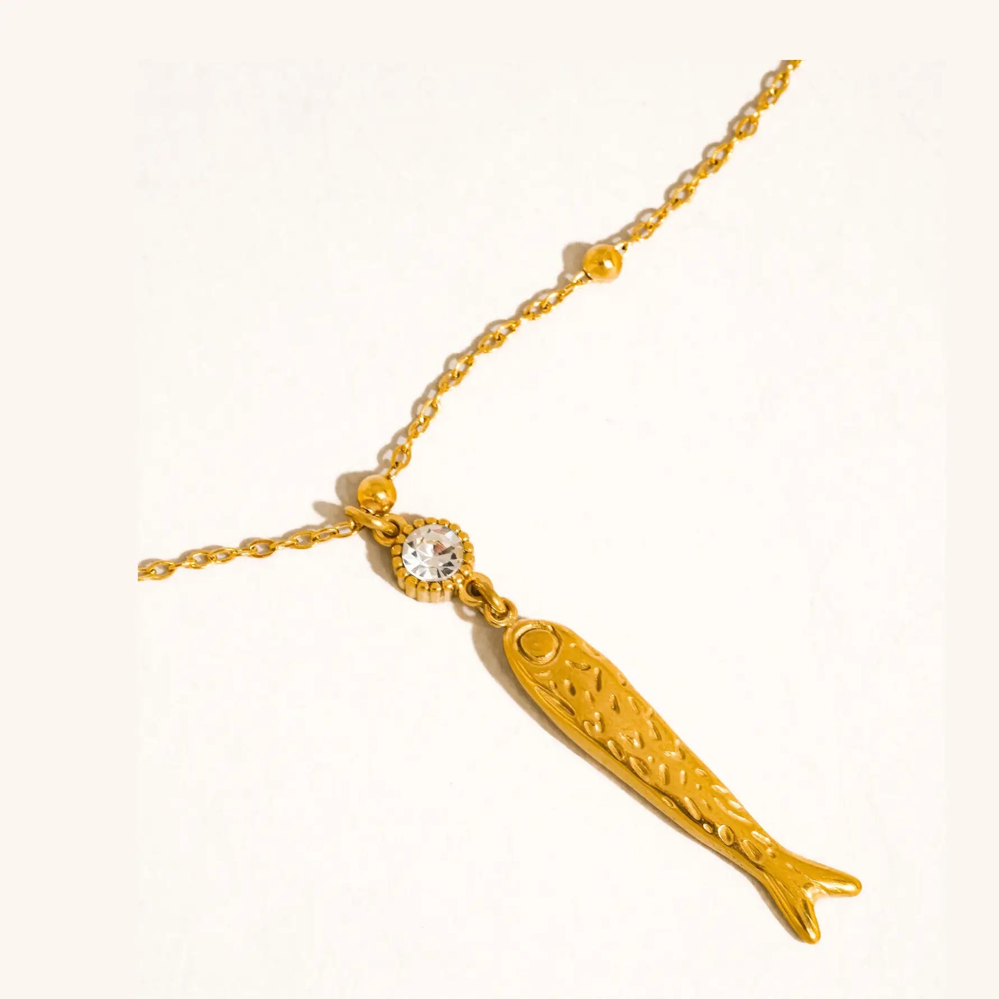 Leni 18K Gold Non-Tarnish Cz Fish Pendant Necklace