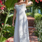Woven Viscose Linen Polka Dot Sleeveless Ruffle Midi