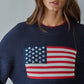 Knit Sweater Crew American Flag Pullover