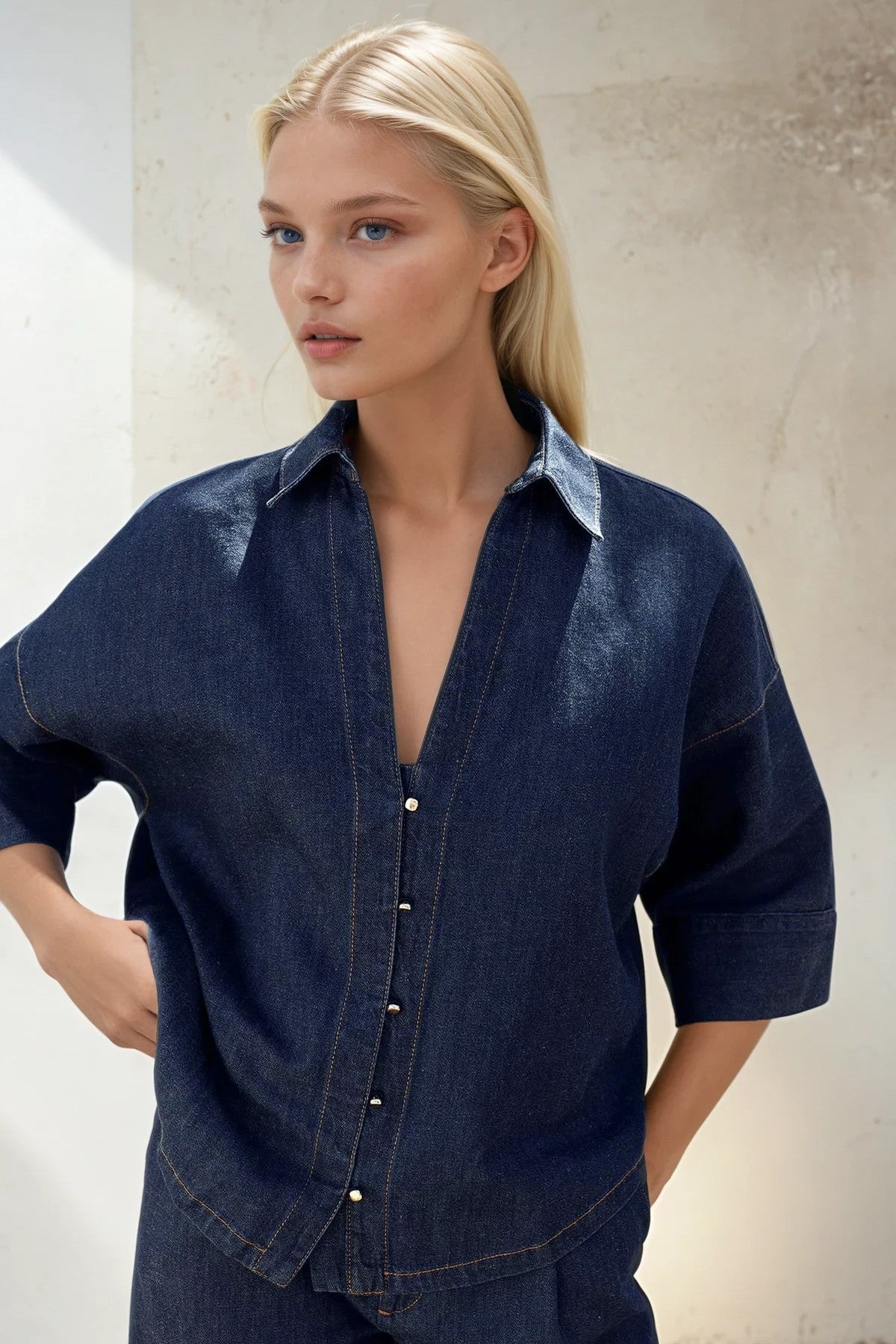 Oversized Dark Denim Shirt