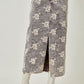 Embroidered Front Slit Corduroy Skirt