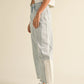 Color and Fabric Combination Barrel Denim Pants