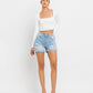 Mid Rise Double Cuffed Boyfriend Shorts