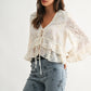 Boho Embroidered Sheer Blouse Flowy Bell Sleeves