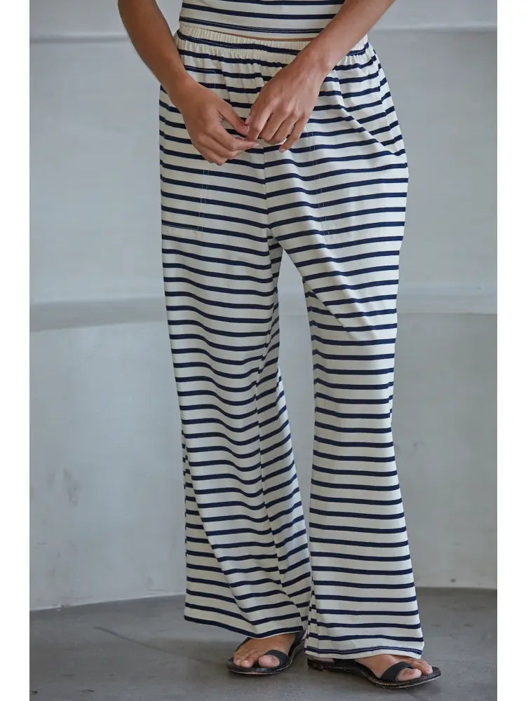 Knit Cotton Spandex Striped Pants