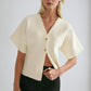 Short Sleeved Fine Knit Cardi with Gold Buttons