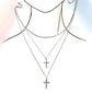 Multi Layer Double Cross Rhinestone Necklace