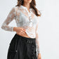 White Embroidered Lace Long Sleeve Blouse