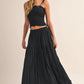 Smocking Top Crinkled Maxi Skirt Set