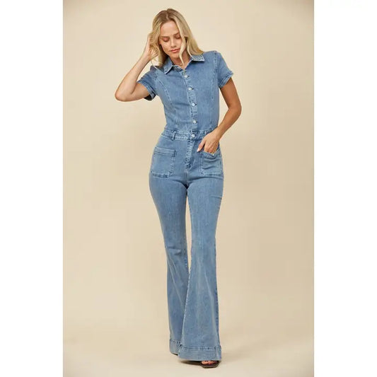Bellbottom Denim Jumpsuit