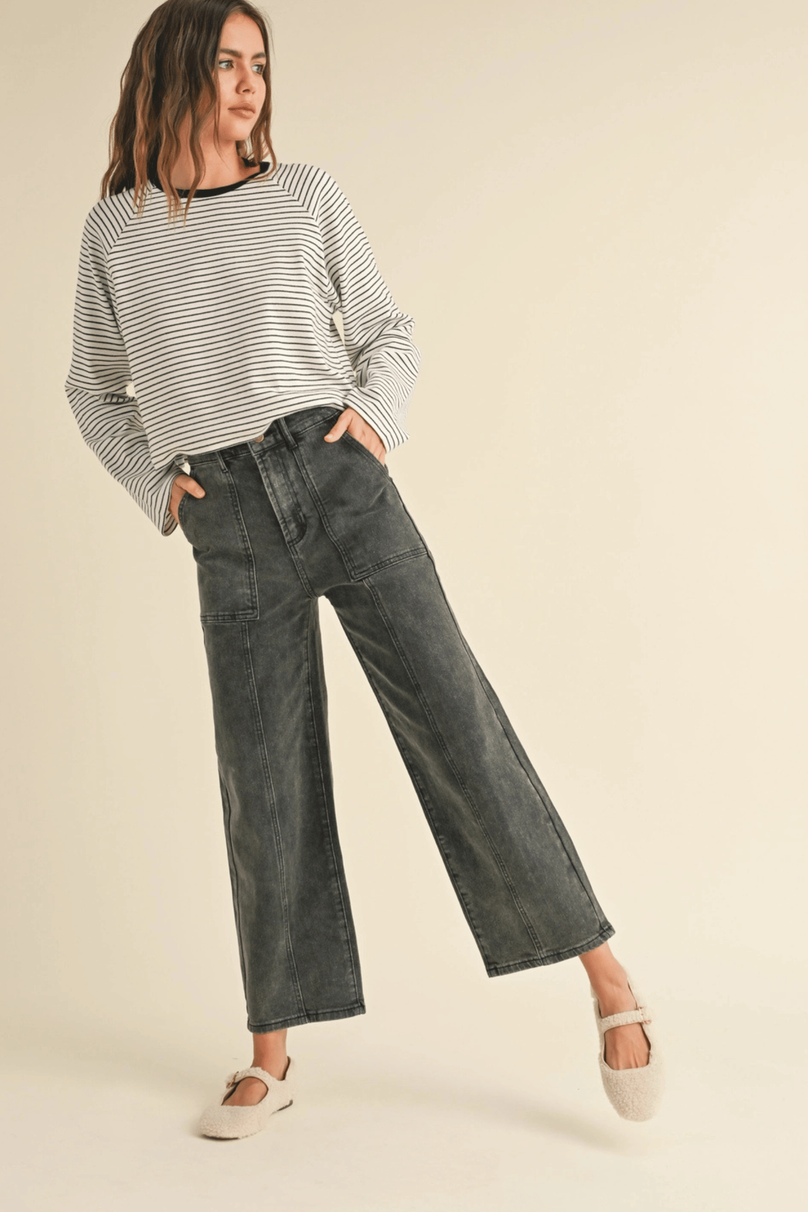 The Nora Paneled Stretch Denim Pants