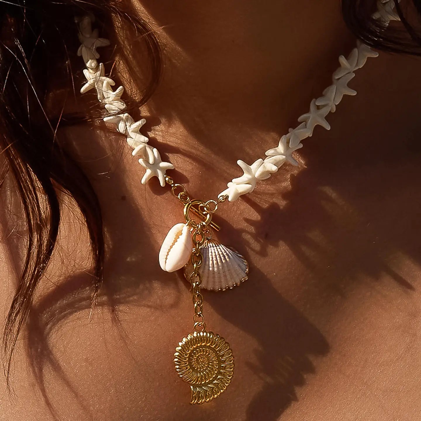Island 18K Gold Non-Tarnish Boho Shell Charm Necklace