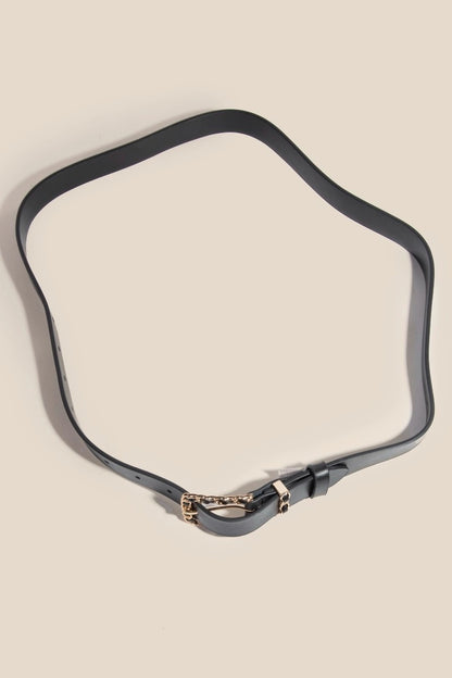 Chain Buckle Faux Leather Belt