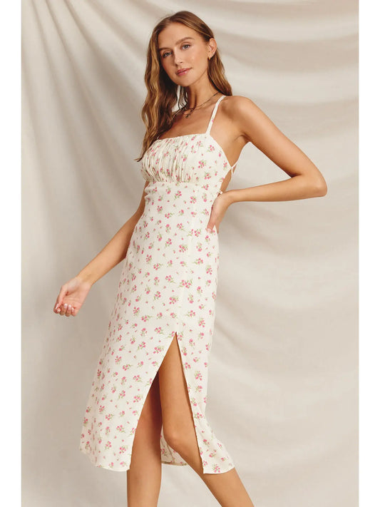 Pretty Little Rose Tie Back Midi Dress