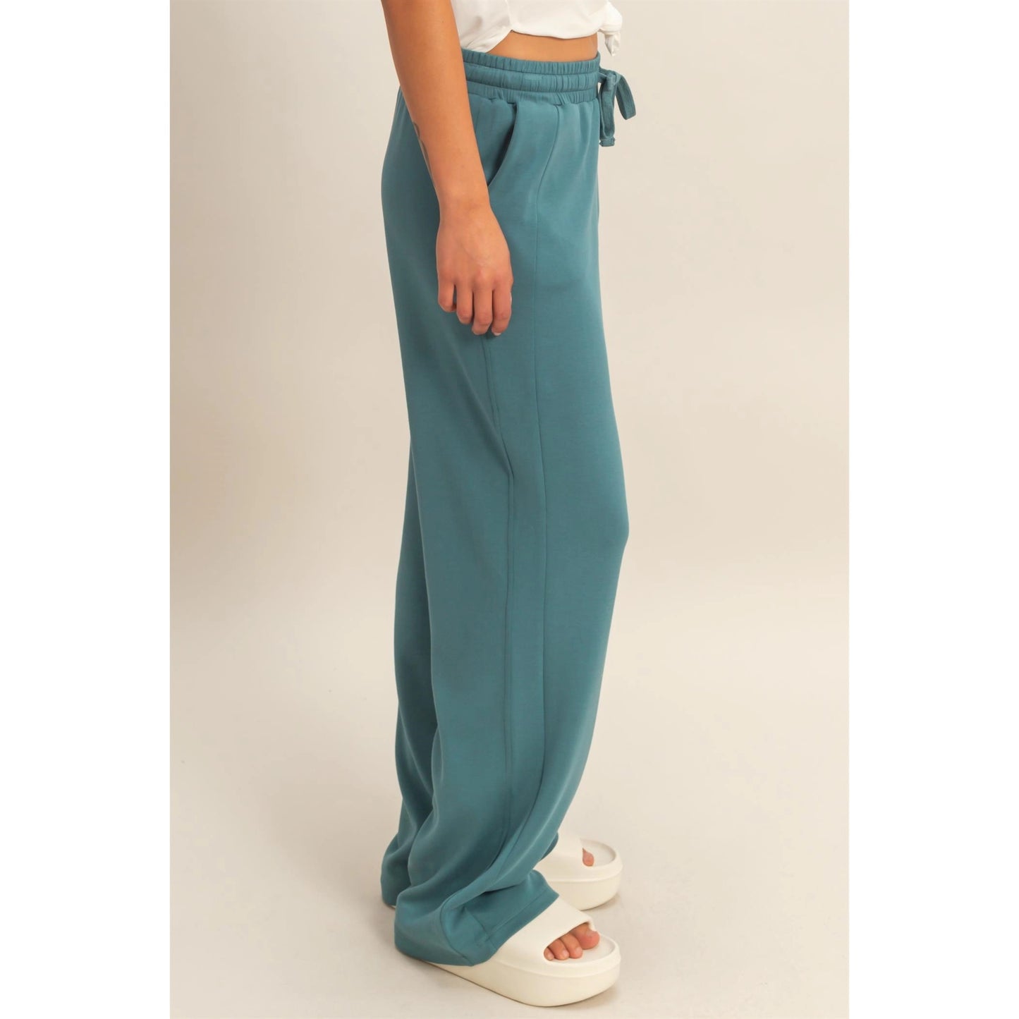 Elastic Waist Wide-Leg Pants