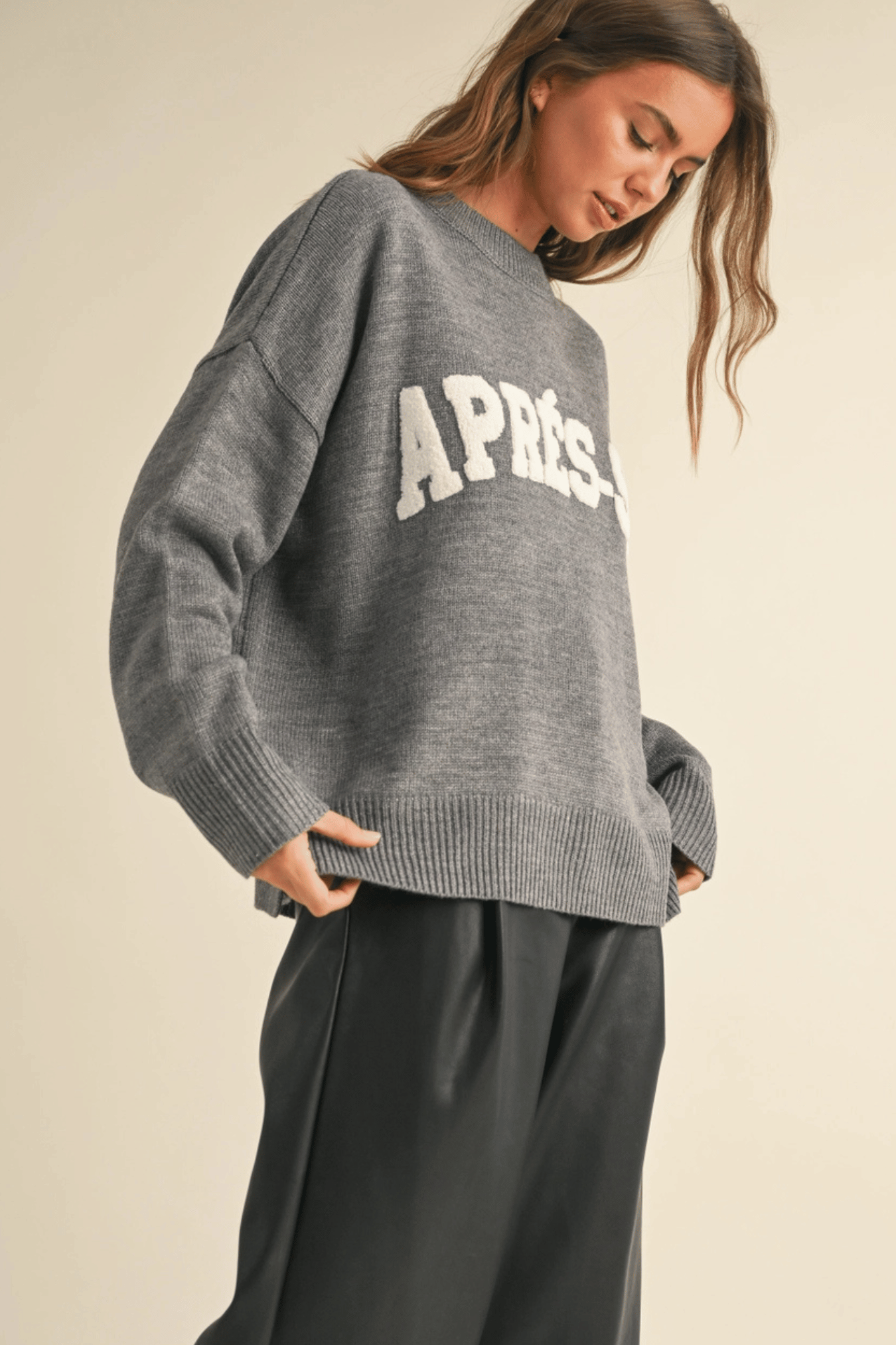 Apres Ski Letter Front Sweater Top