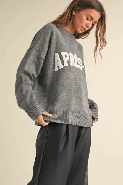 Apres Ski Letter Front Sweater Top