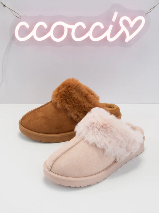Cozy Fur Lined Slip On Clog Slippers