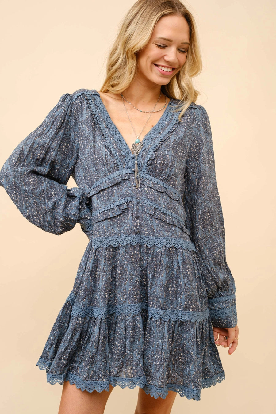 jacquard lace mini dress Women's Glamour & Grace Floral Jacquard Mini Dress in Off White
