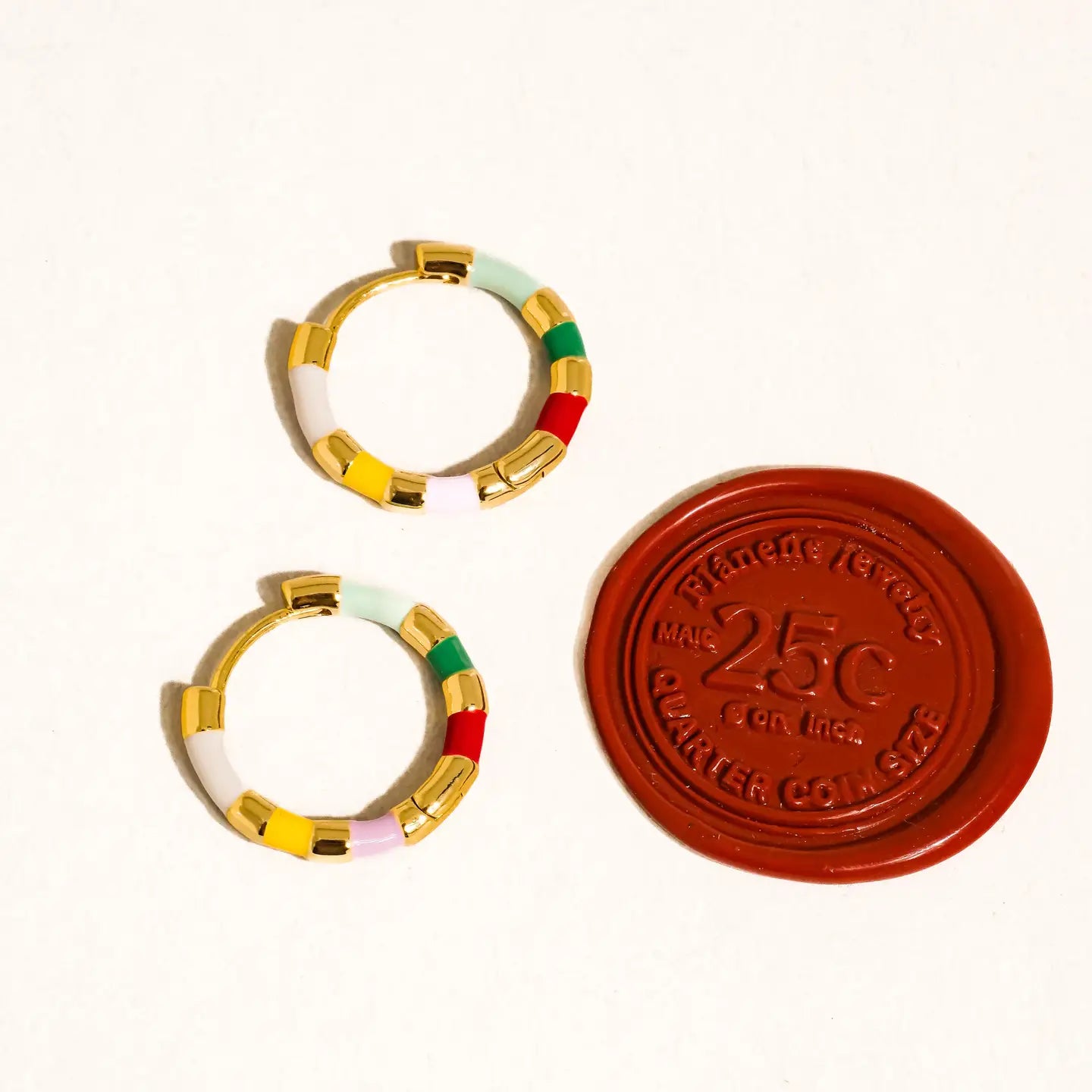 Avielle 18K Gold Vintage Enamel Hoop Earring