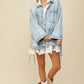 Boho Side Tie Detail Oversized Denim Jacket