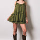 Ruffle Detail Shoulder Tie Flare Romper