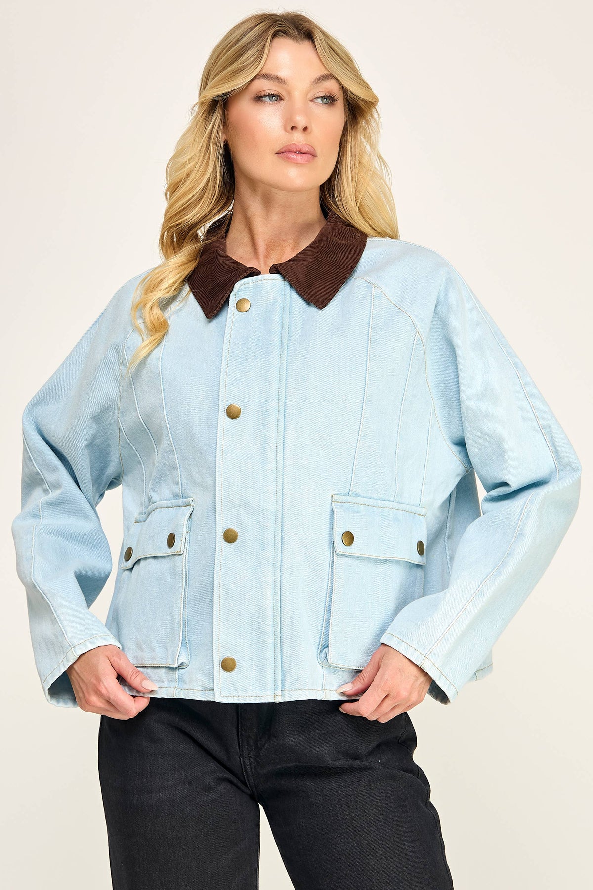 Denim Contrast Collar Jacket