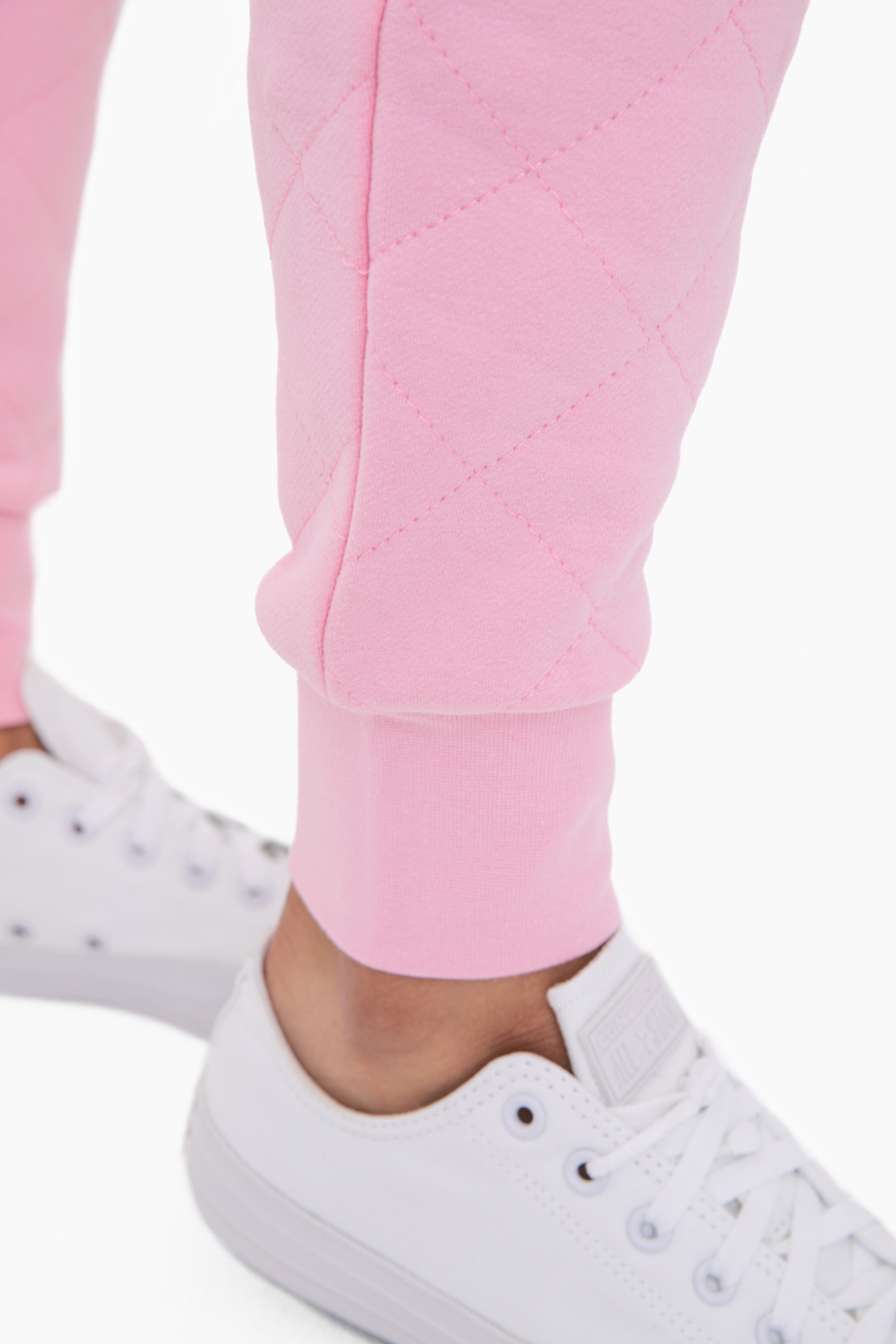 close up detail view of the cuffed ankle on the cotton candy high waist joggers 