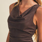 Cowl-Neck Side-Ruched Sueded Knit Dress