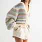 Multicolor Striped Chunky Knit Cardigan